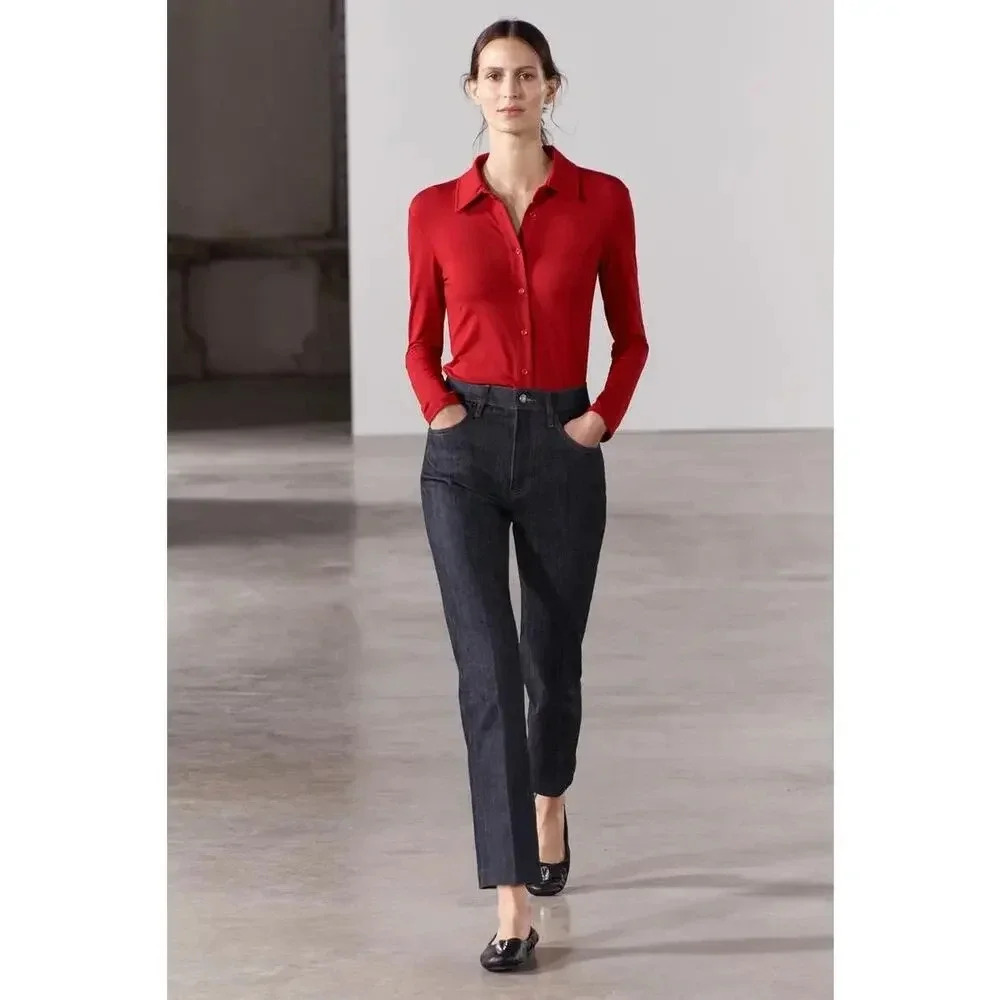 NEW ZARA Women’s Size 4 ZW Collection Bootcut High-Waist Cropped Jeans Rinse NWT